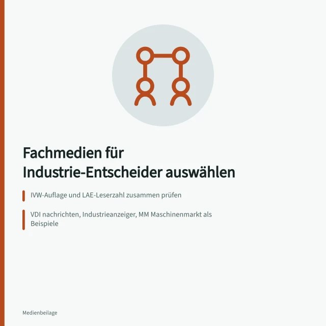 Karte zu Fachmedien, IVW-Auflage, LAE und Tausend-Kontakt-Preis für Entscheider. Welche Fachmedien erreichen Entscheider in der Industrie?